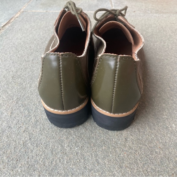 All Black Green Cowhide Leather Lace Up Oxfords Size 41 - Picture 4 of 7